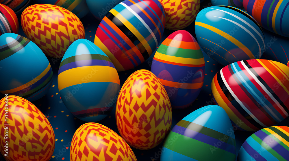 Easter eggs with patterns in vibrant colors