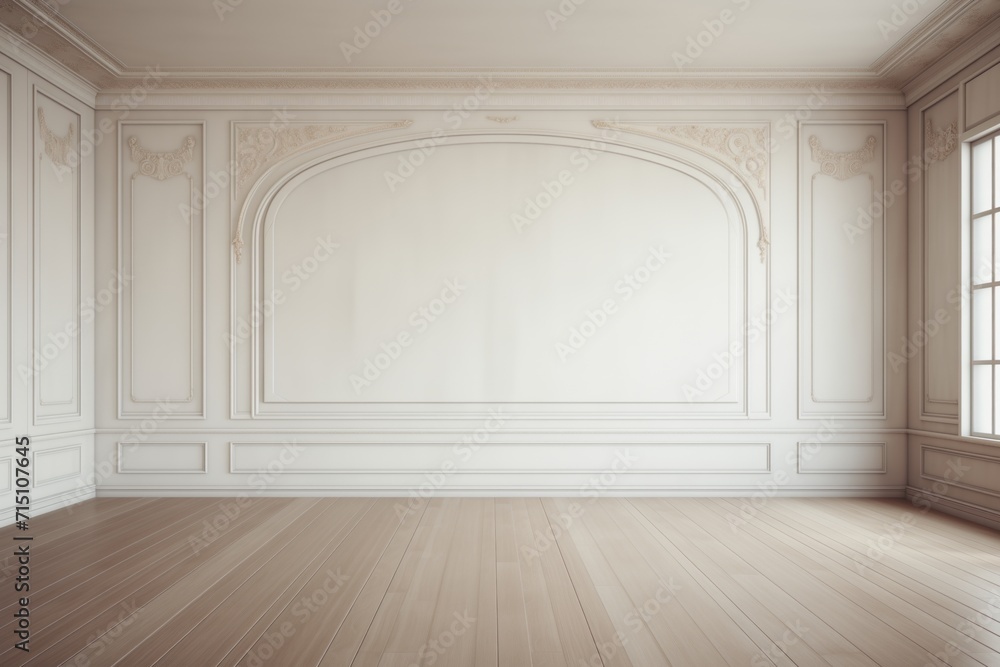 Fototapeta premium Empty Room Interior Background, Minimalist Space, Blank Canvas for Design, Home Atmosphere
