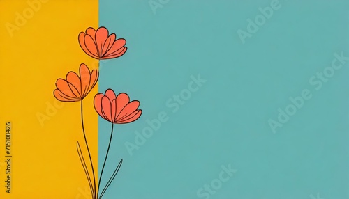 Flower drawing with space for text or cards