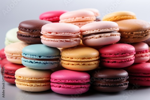  a pile of macaroons sitting next to each other on top of each other on top of a table.
