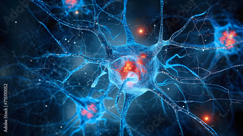 Neurons cell brain on science background