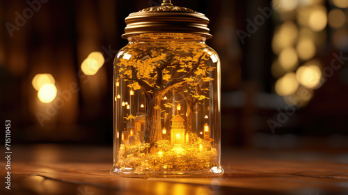 a magical miniature world in a jar