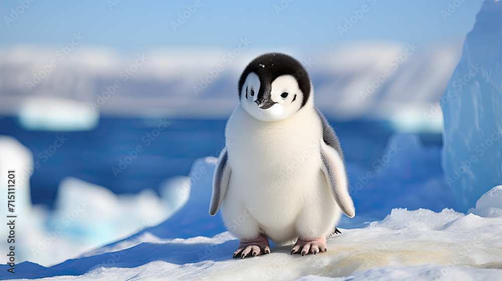 baby penguin on snow