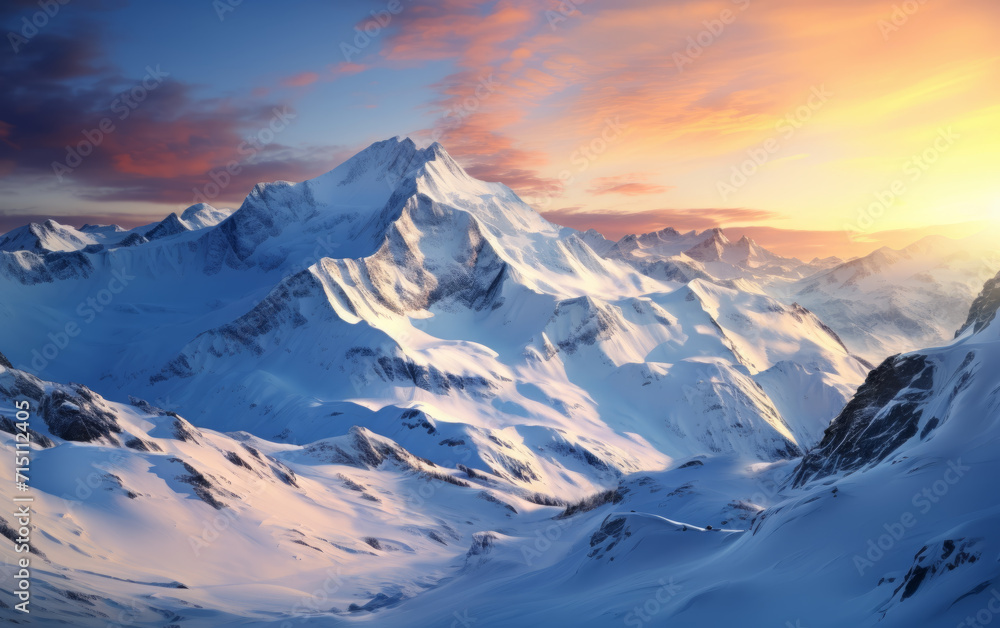Fototapeta premium Aerial Winter Wonderland - Stunning Snowy Mountain Views - made with Generative AI