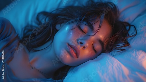 young woman in a sleeping night. portrait of a woman