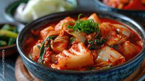 Homemade Kimchi in Traditional Korean Bowl