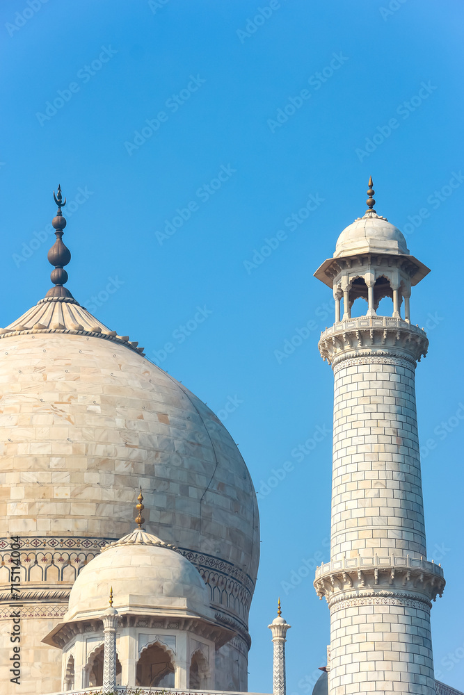 Obraz premium Beautiful architecture of Taj Mahal, Agra, India.