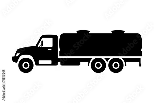 Truck tank icon. Black silhouette. Side view. Vector simple flat graphic illustration. Isolated object on a white background. Isolate.