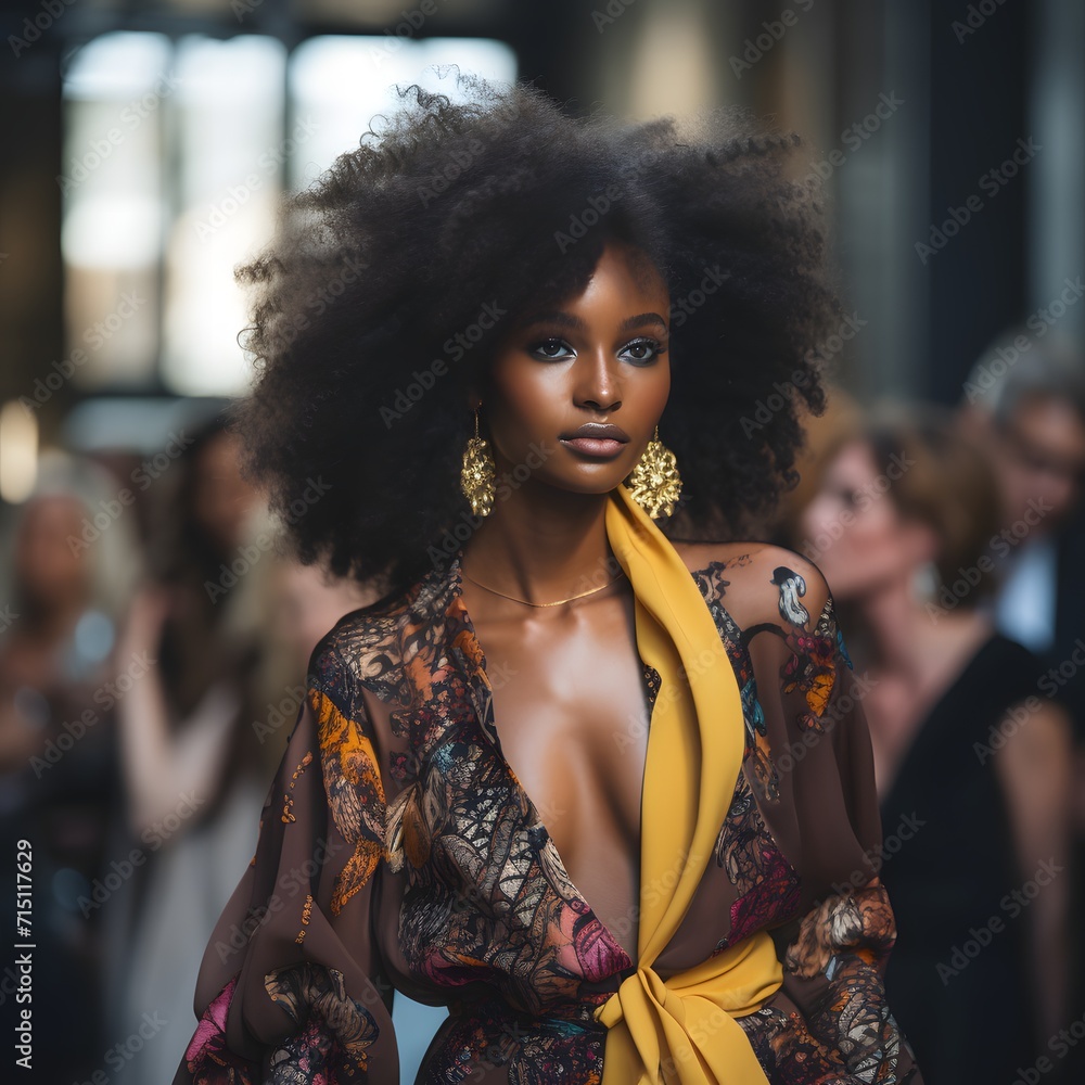 Beautiful black fashion model preparing for the catwalk show Beautiful black fashion model preparing for the catwalk show