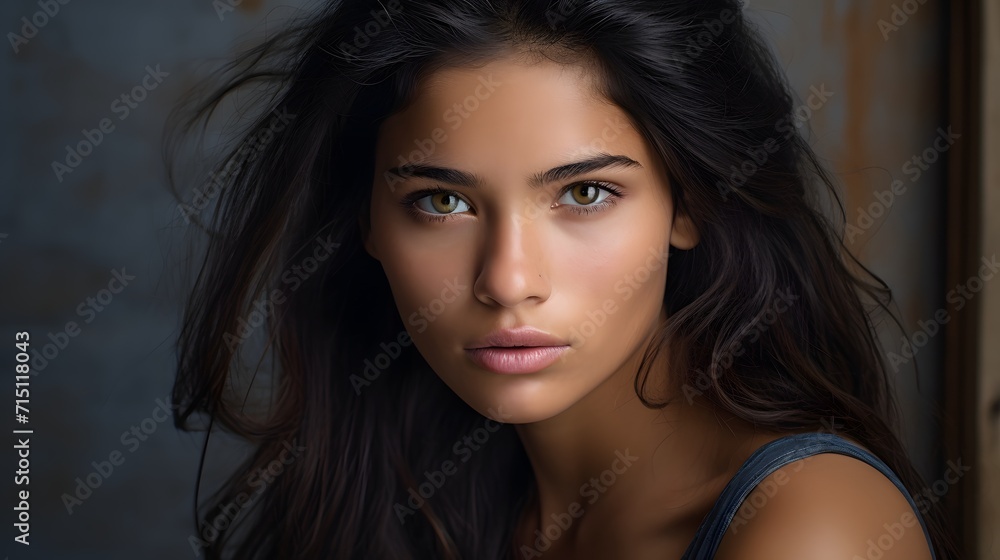 Attractive woman in closeup studio shot on a black background Attractive woman in closeup studio shot on a black background