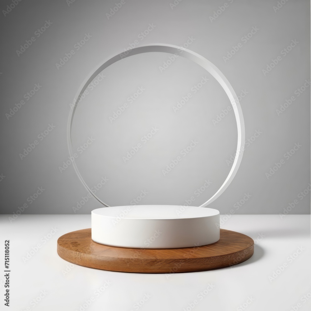 wooden Elegance 3D Round podium Frame with Blank Space, a Symbolic Canvas of Design Excellence and product photography showcase wooden Elegance 3D Round podium Frame with Blank Space, a Symbolic Canvas of Design Excellence and product photography showcase