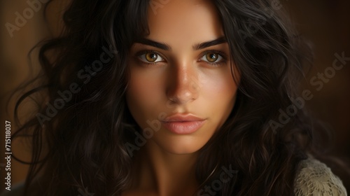 Wallpaper Mural Attractive woman in closeup studio shot on a black background Torontodigital.ca