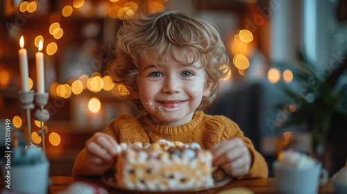 Portrait of a Happy Family Celebrating a Cute Little Boy s Birthday