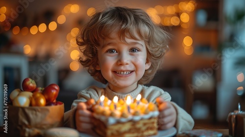 Portrait of a Happy Family Celebrating a Cute Little Boy's Birthday