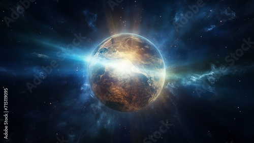 3D earth day light with rising sun intro planet image © Indronath