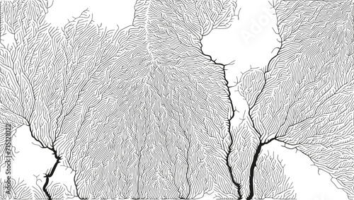 Growth pattern. Generative branching structure. Organic net of vessels texture.