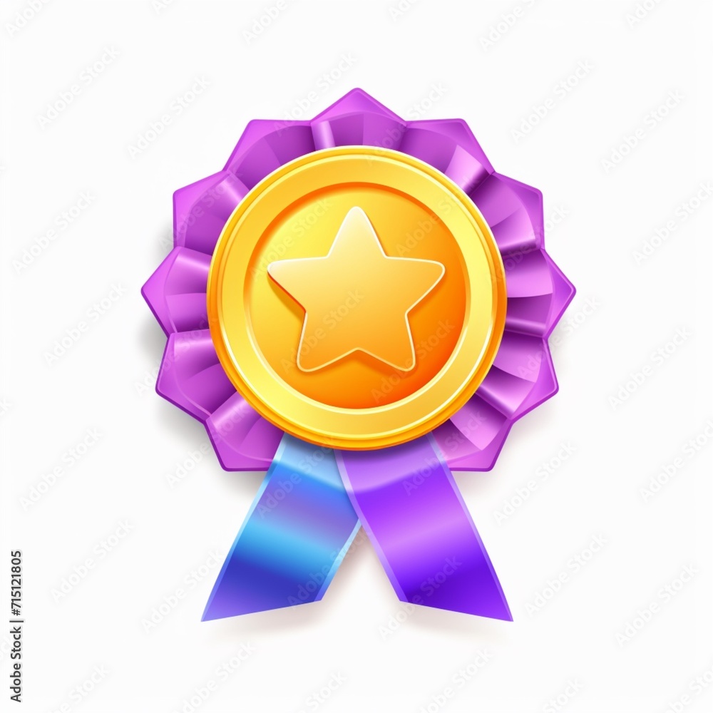 3D winner medal with ribbon star colors image white background 3D winner medal with ribbon star colors image white background