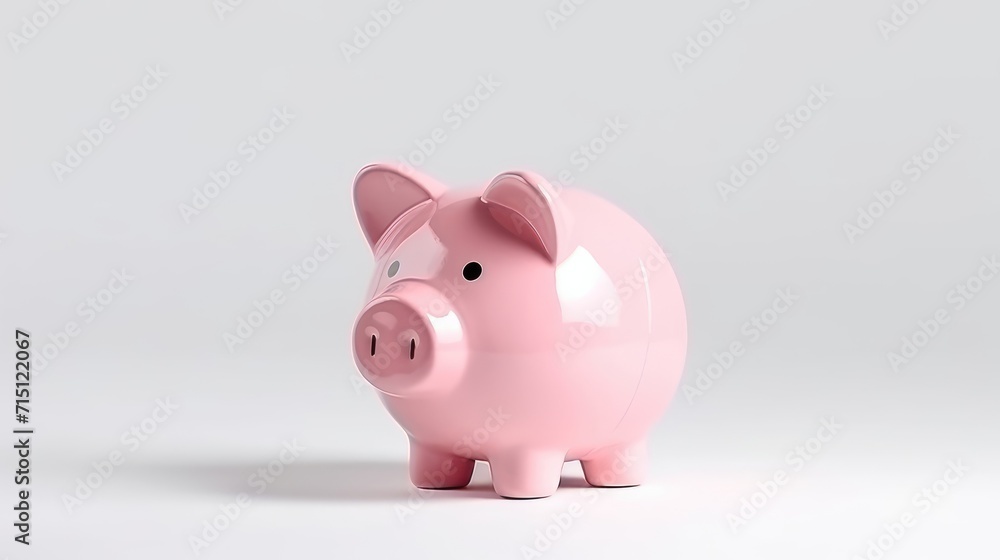Piggy bank on a white background. AI generated.