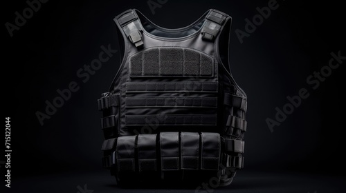 Black bulletproof vest. AI generated. photo