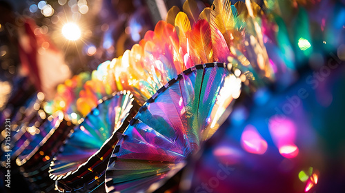 Steelpan in the carnival amidst the feathers and sequins of the carnival and festivities swirling photo