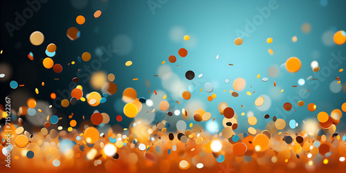  confetti of various colors with turquoise background 