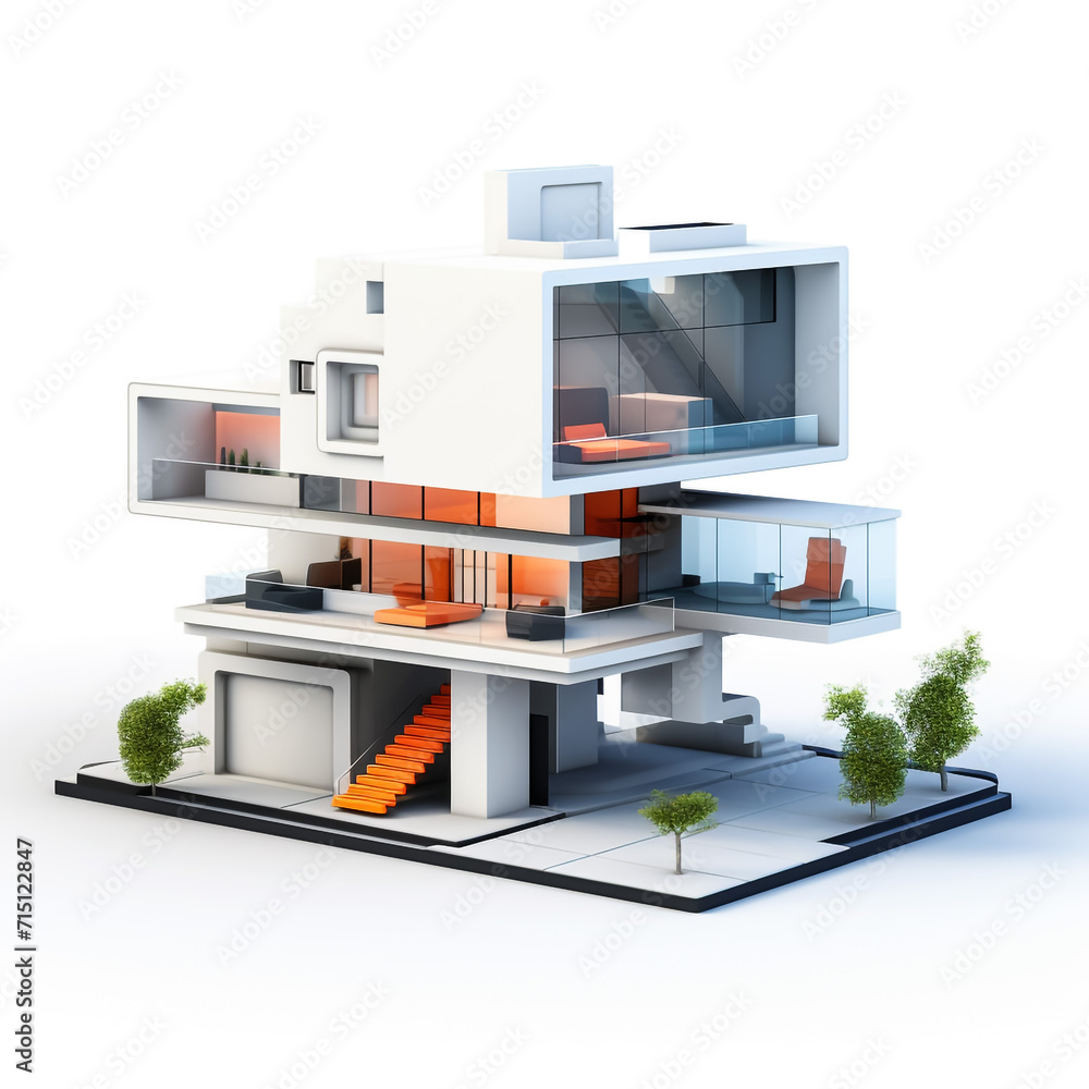 3d minimalist modern house and design