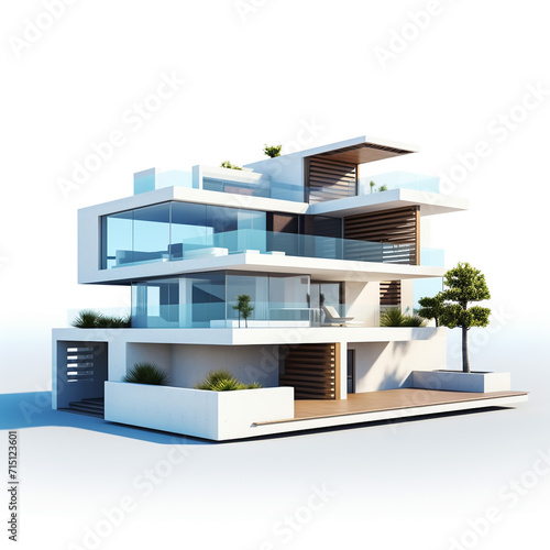 house 3d render white and gray color isolate © MALIK