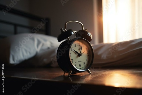 An alarm clock goes off at two in the morning. Generative AI photo
