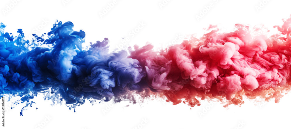 Red and blue smoke isolated on transparent background.