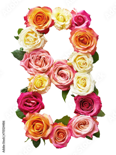 8 March flower decoration isolated on transparent background.
