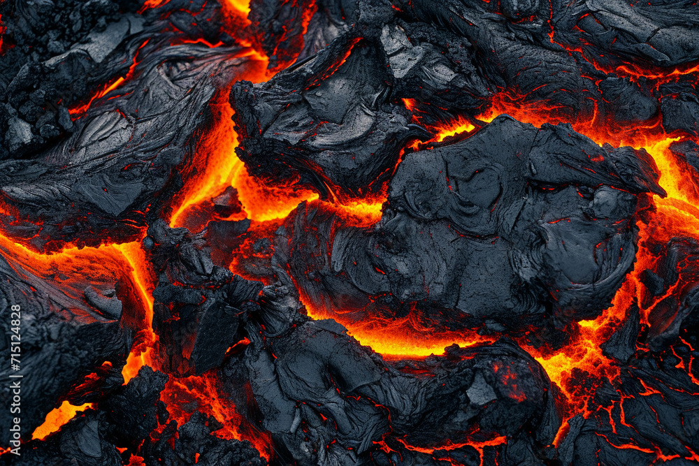Abstract background of extinct lava of a volcano with red gaps. Flowing magma close-up. Abstract background of extinct lava of a volcano with red gaps. Flowing magma close-up.