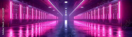 data center with colored lights on the floor server room. light tunnel in the night. background with lines © Stream Skins