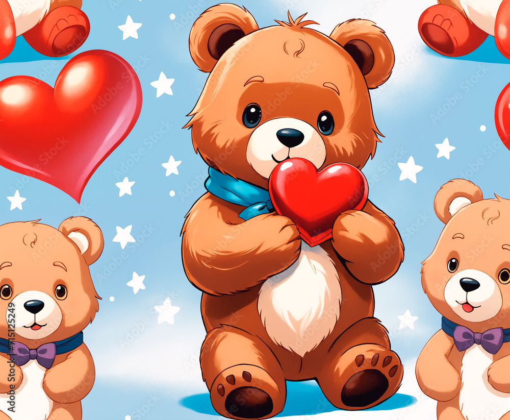 Obraz premium Teddy bear with red heart