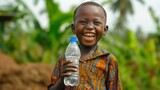 Close-up Of An African Girl With Earrings Drinking Water Straight From A Big Plastic Bottle