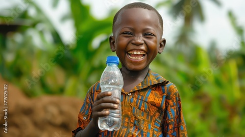 Close-up Of An African Girl With Earrings Drinking Water Straight From A Big Plastic Bottle