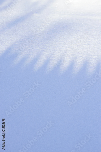 white snow glittered background with fence sunshade in winter countryside 