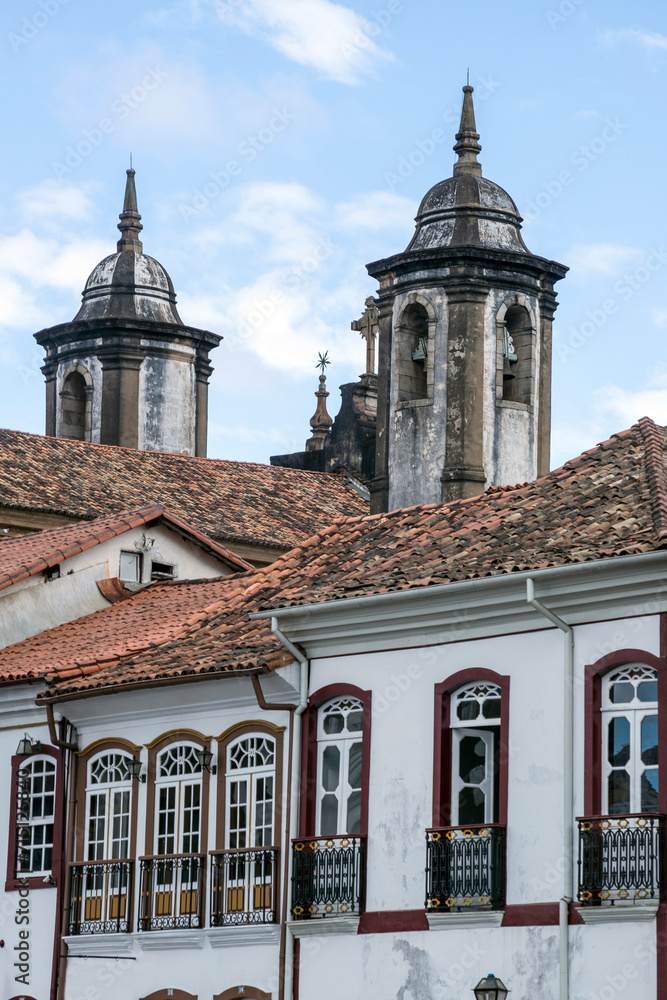 Fototapeta premium Urban landscape of colonial houses, streets and windows of the historic center.