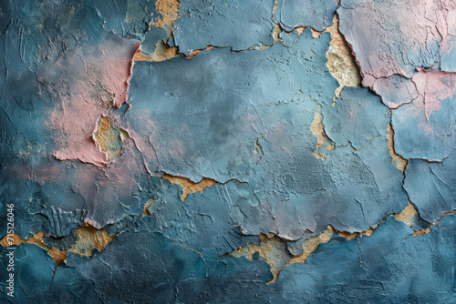 Pastel Boho Interior Textured Background with Peeling Layers, Surface Material Texture © Castle Studio