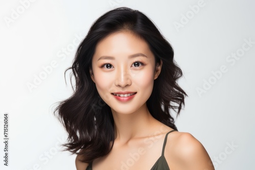 Beautiful Young Asian Woman with Clean Fresh Skin. Face care  Facial treatment  Cosmetology  beauty and healthy skin and cosmetic concept  woman beauty skin isolated on white background.