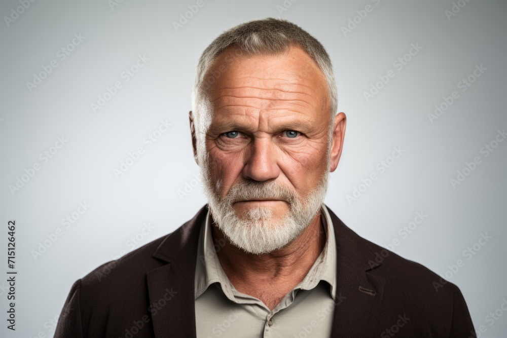 Portrait of a senior man with grey beard on grey background. Portrait of a senior man with grey beard on grey background.