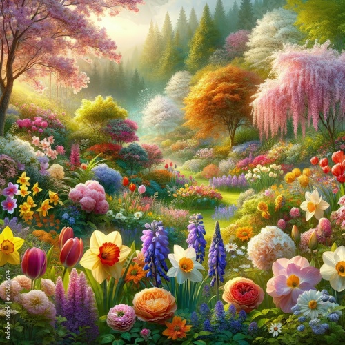 Enchanted Garden: Floral Paradise at Dawn © Олексій Борщ