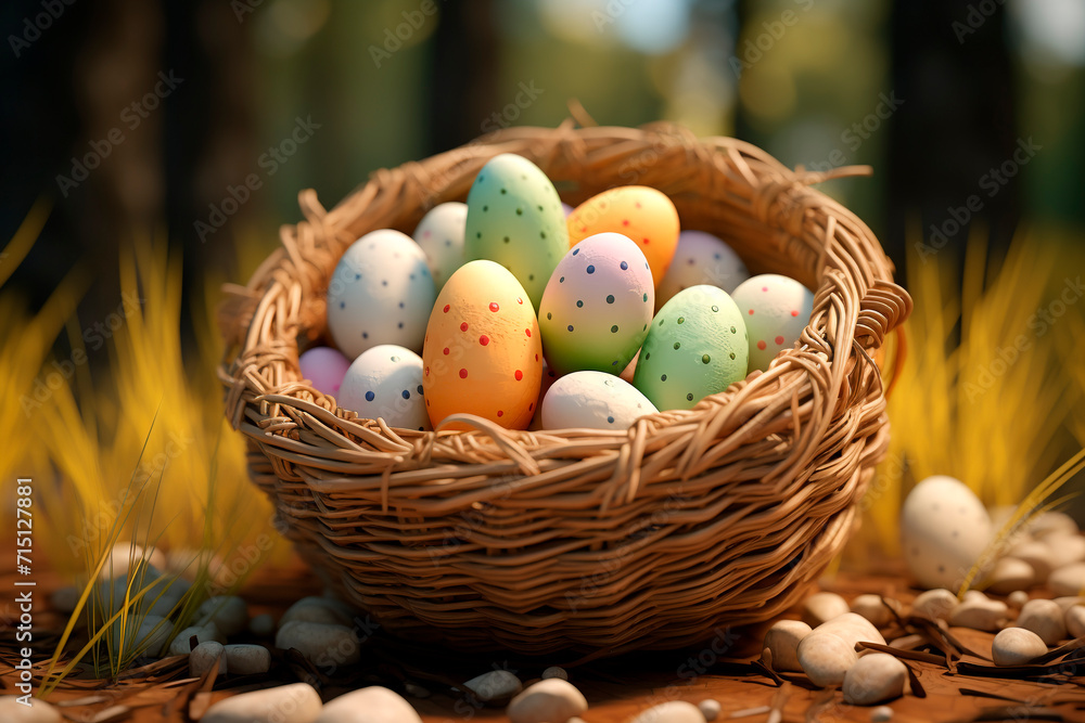 Easter basket with eggs. Easter basket with eggs.