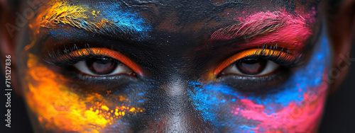 Multicolored Face Paint  Portrait of a Man With Vibrant Colors