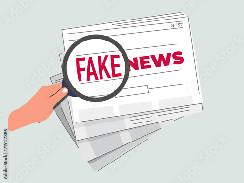 An illustration of People reading fake news background. Disinformation, Spreading fake news concept. Hoax the internet