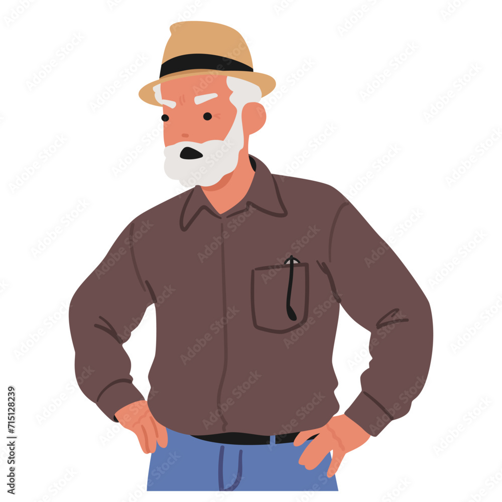 Irate Senior Man Scowled Fiercely, His Furrowed Brows Revealing Deep-seated Frustration. Character Displeasure Irate Senior Man Scowled Fiercely, His Furrowed Brows Revealing Deep-seated Frustration. Character Displeasure