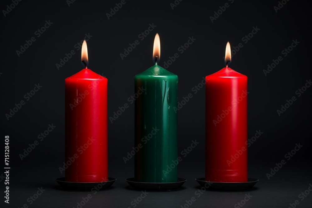 three candles, red candles, green candle in a row three candles, red candles, green candle in a row