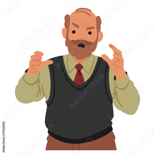 Furrowed Brows And Stern Gaze Define The Angry Senior Man. His Frustration Is Palpable, Etched On A Weathered Face