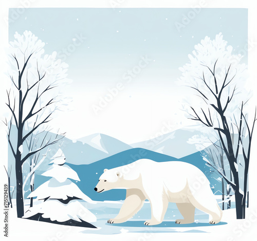 winter, snow, ice and polar bears used for greeting cards, posters, or social media