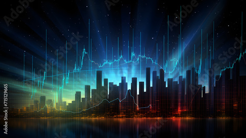 trading graph of a city  background 