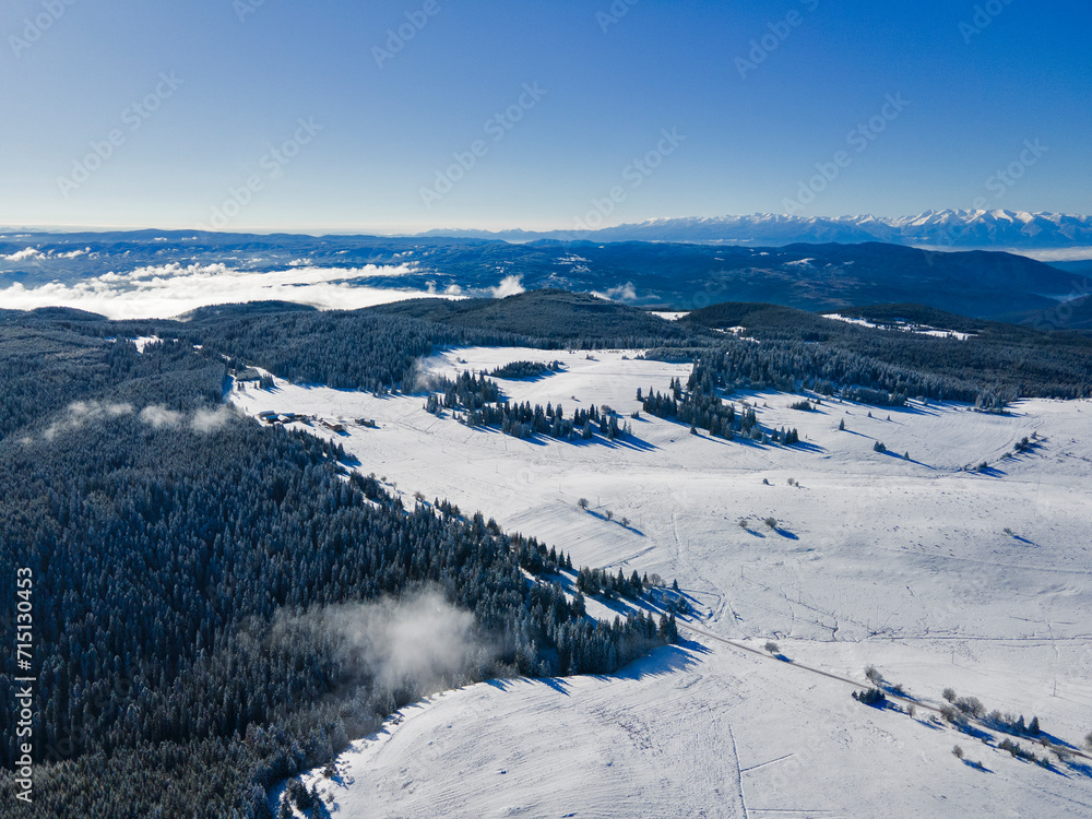 Obraz premium Aerial view of Rila mountain near Belmeken Dam, Bulgaria